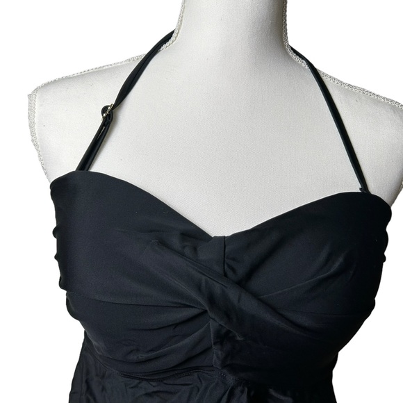 CATALINA womens black tankini bandeau swim top w detachable strap size L NWT - Picture 2 of 6